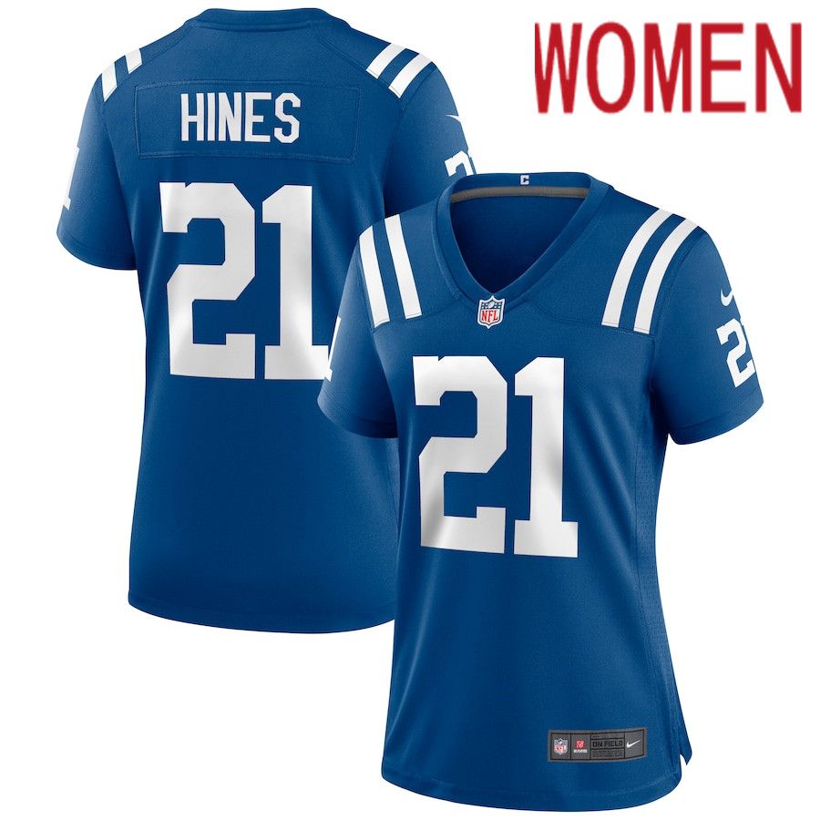 Women Indianapolis Colts 21 Nyheim Hines Nike Royal Game NFL Jersey